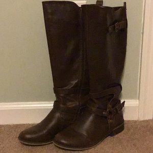 Brown leather boots